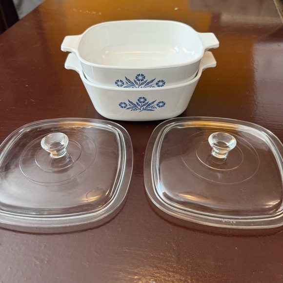 Corningware Vintage Corn Flower Blue Casserole dish 1 and 1.5 quart with lids - Picture 2 of 10